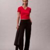 Tricou relaxat cu guler în V din bumbac Liquid Tricou relaxat cu guler în V din bumbac Liquid
