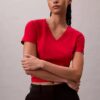 Tricou relaxat cu guler în V din bumbac Liquid Tricou relaxat cu guler în V din bumbac Liquid