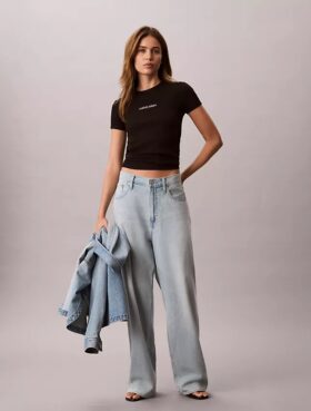 Tricou scurt cu logo și nervuri conturate