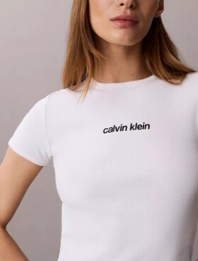 Tricou scurt cu logo și nervuri conturate
