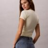 Tricou scurt cu logo și nervuri conturate