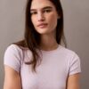 Tricou scurt din bumbac elastic cu nervuri