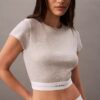Tricou scurt din bumbac elastic cu nervuri