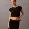 Tricou scurt din bumbac elastic cu nervuri