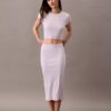 Tricou scurt din bumbac elastic cu nervuri
