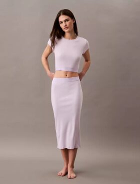 Tricou scurt din bumbac elastic cu nervuri