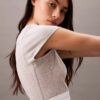Tricou scurt din bumbac elastic cu nervuri