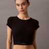Tricou scurt din bumbac elastic cu nervuri