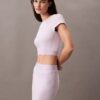 Tricou scurt din bumbac elastic cu nervuri