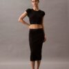 Tricou scurt din bumbac elastic cu nervuri