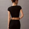 Tricou scurt din bumbac elastic cu nervuri