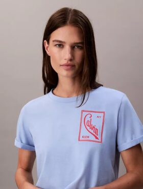 Tricou scurt, drept, cu logo script