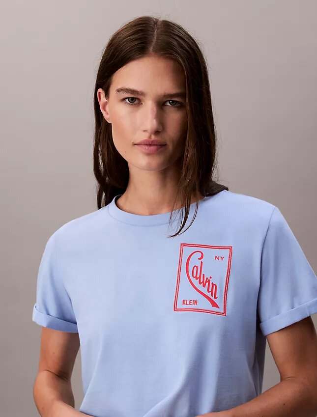 Tricou scurt, drept, cu logo script Tricou scurt, drept, cu logo script