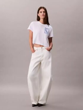 Tricou scurt, drept, cu logo script