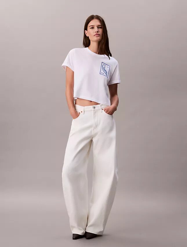 Tricou scurt, drept, cu logo script Tricou scurt, drept, cu logo script