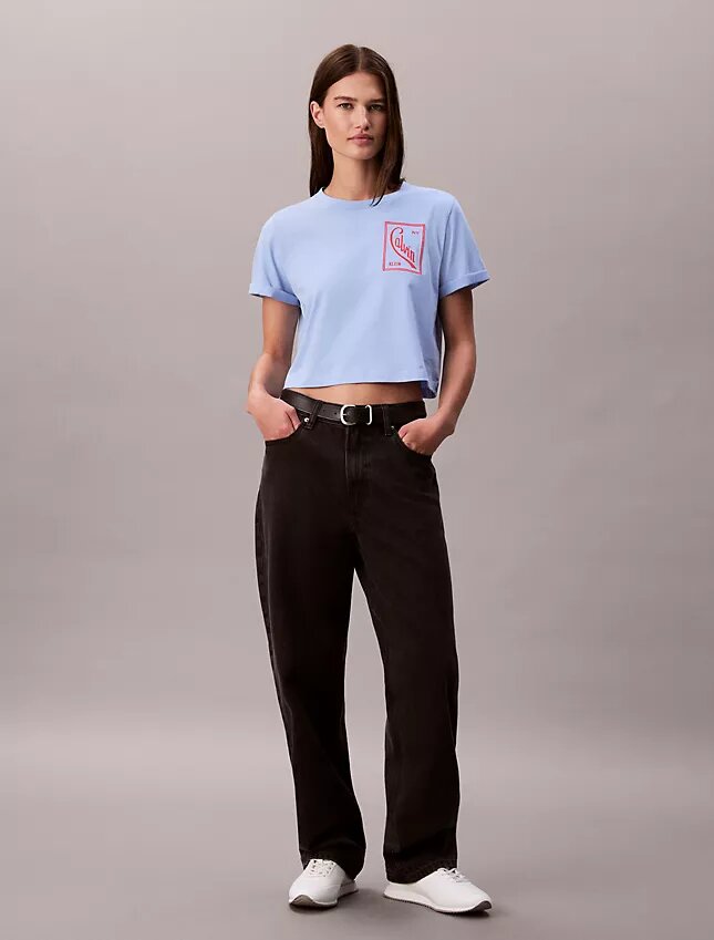 Tricou scurt, drept, cu logo script Tricou scurt, drept, cu logo script