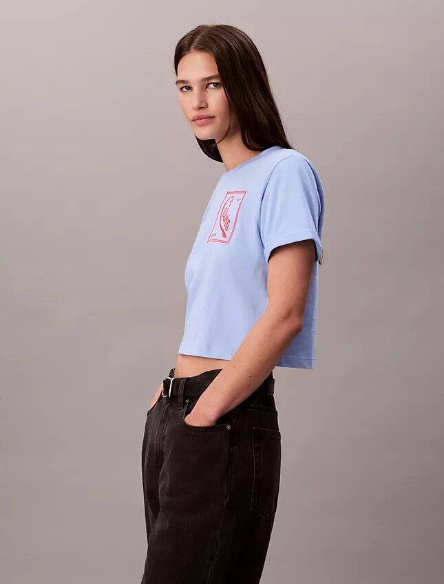 Tricou scurt, drept, cu logo script Tricou scurt, drept, cu logo script