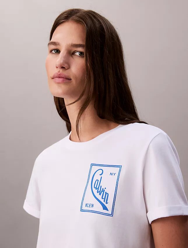Tricou scurt, drept, cu logo script Tricou scurt, drept, cu logo script