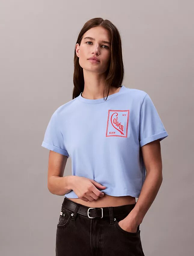 Tricou scurt, drept, cu logo script Tricou scurt, drept, cu logo script