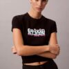 Tricou slim cu logo contrastant
