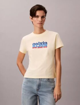 Tricou slim cu logo contrastant