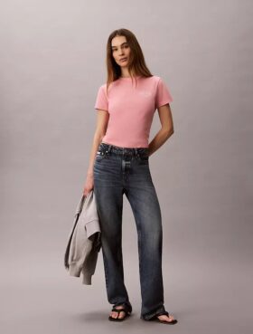 Tricou slim cu logo curbat