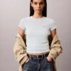 Tricou slim cu logo grafic și nervuri Tricou slim cu logo grafic și nervuri