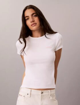 Tricou slim cu logo grafic și nervuri