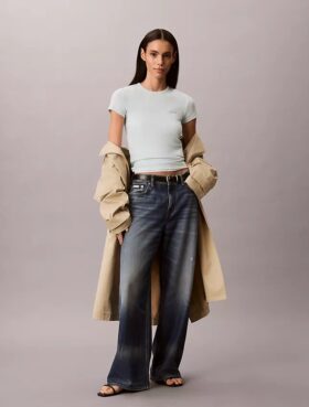 Tricou slim cu logo grafic și nervuri