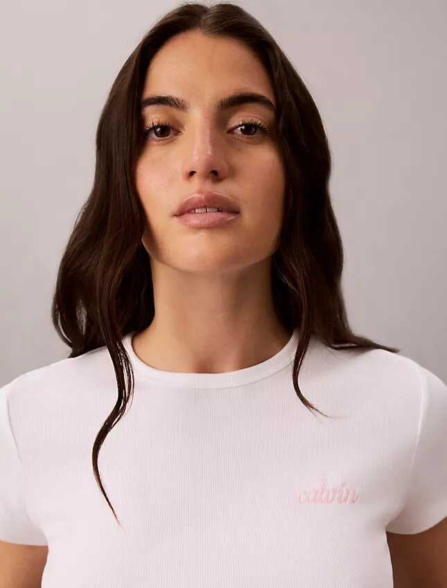 Tricou slim cu logo grafic și nervuri Tricou slim cu logo grafic și nervuri