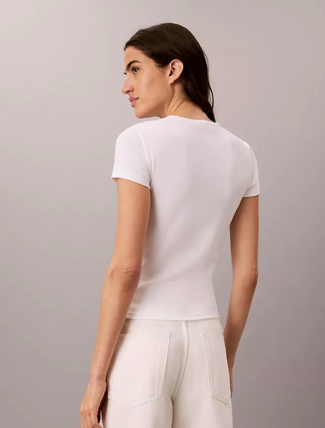 Tricou slim cu logo grafic și nervuri Tricou slim cu logo grafic și nervuri