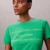 Tricou slim cu logo grafic în dungi Tricou slim cu logo grafic în dungi