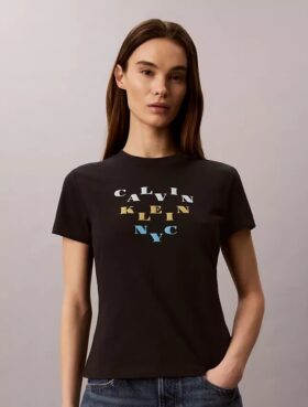 Tricou slim cu logo grafic în straturi