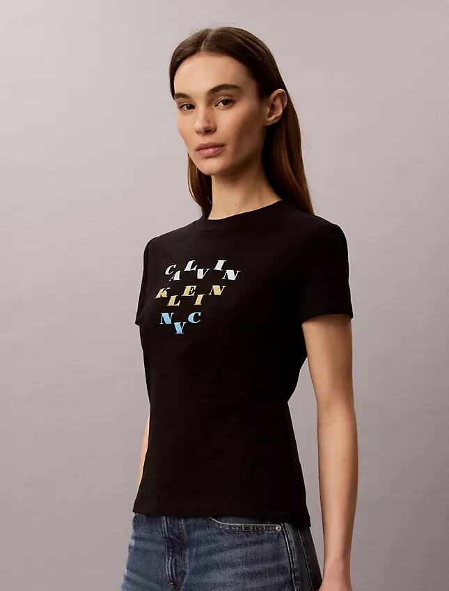 Tricou slim cu logo grafic în straturi Tricou slim cu logo grafic în straturi