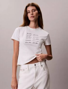 Tricou slim cu logo tipografic