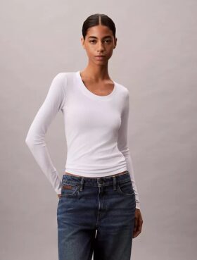 Tricou slim din Modal elastic cu nervuri