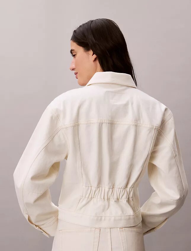 Trucker Jacket din denim strânsă în talie Trucker Jacket din denim strânsă în talie