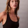 Unlined Bralette din bumbac și Modal, cu logo metalic Unlined Bralette din bumbac și Modal, cu logo metalic