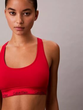 Unlined Bralette din bumbac și Modal, cu logo metalic