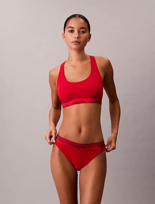 Unlined Bralette din bumbac și Modal, cu logo metalic Unlined Bralette din bumbac și Modal, cu logo metalic