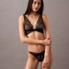 Unlined Triangle Bra Ck Black Geo Lace