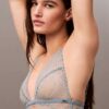 Unlined Triangle Bra Ck Black Geo Lace