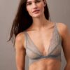 Unlined Triangle Bra Ck Black Geo Lace
